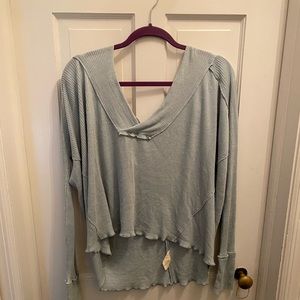 Off shoulder slouchy blue top